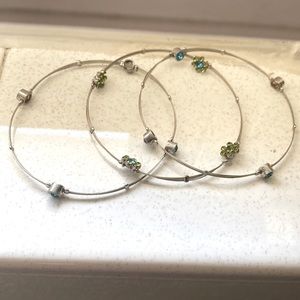 Three wire bracelets with little faux stones